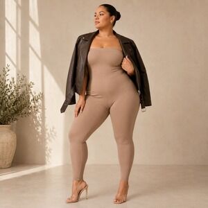 SKIMS All In One Strapless Bodysuit Jumpsuit Sexy Date Bodycon Sienna Tan 3X NWT